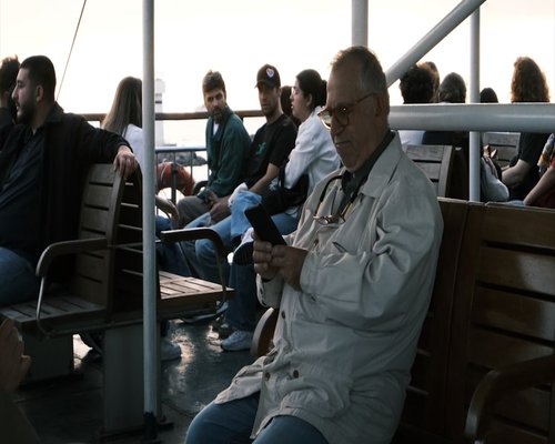 Relaxing public transport commute in city